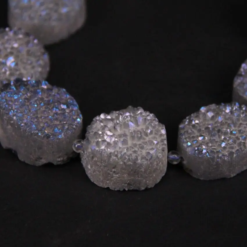 Approx13PCS/нитка синий серый титан натуральный кварц Geode Drusy овальные ПЛИТЫ самородок бусины, агат Кристалл друзы ломтик подвески