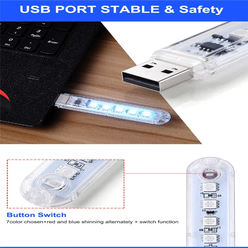 Светодиодный ночник мини USB светильник для книг s 5 светодиодов портативный