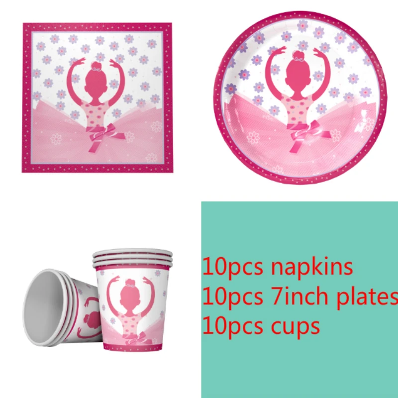 

Pink Ballet girl theme 10pcs Napkins+10pcs Cups+10pcs Plates for Children Ballet Birthday Party decoration supplies