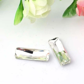 

200Pc 5x15mm Sew On Clear Crystal Rhinestones Flat Back Crystals Stones Sewing Acrylic Strass Rectangular Crystals Accessory
