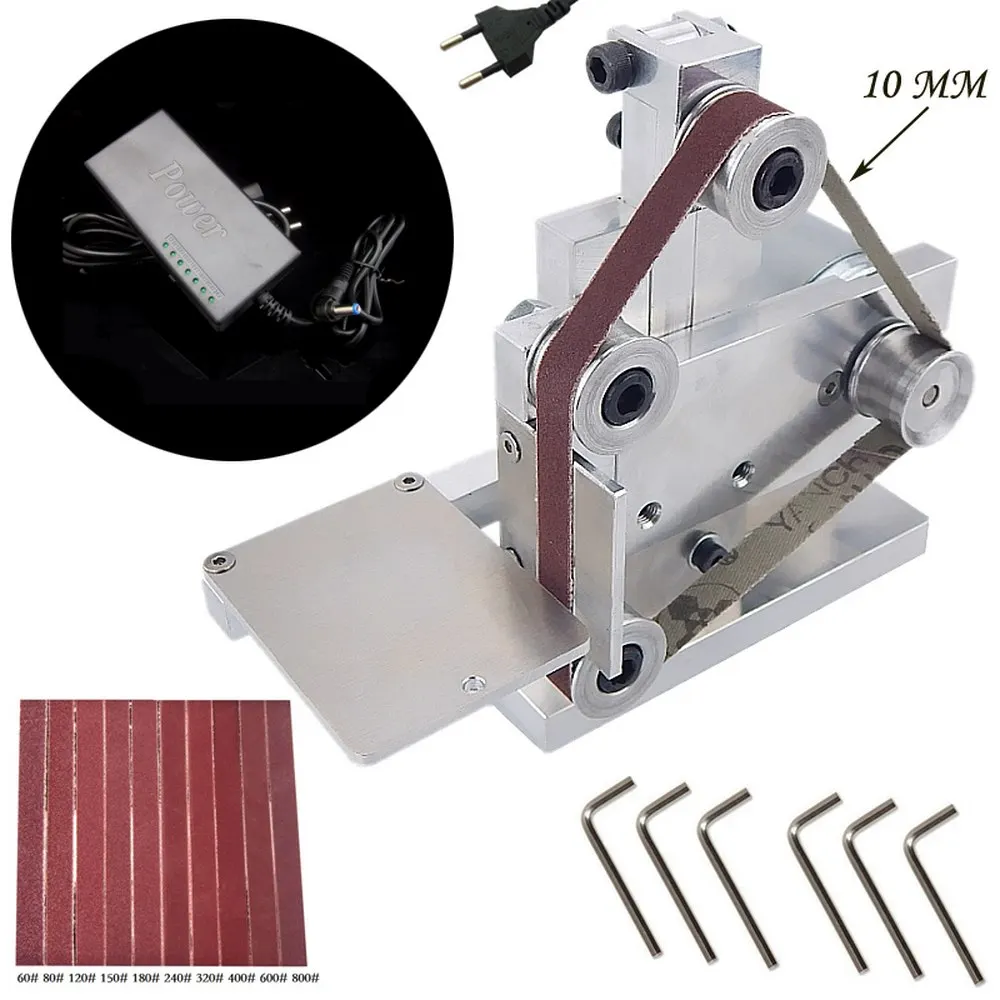 12-24V DIY Электрический ленточный шлифовальный полировка крепление машина края сделайте деревянный Металл угловая шлифовальная машина с бесплатной 10 xabrasive ремень - Цвет: 03