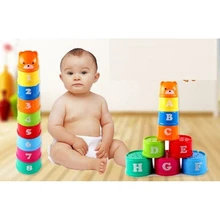 Zhenwei 9 шт./компл. стека Кубок буквы, цифры Образование Детские игрушки развивающие цифры буквы, цифры Пластик башня из чашек