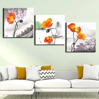 

Modern 3 Pieces Paintings on Canvas Still life flower Picture Print Home Decor Wall Art Poster Artwork for Bedroom Living Room