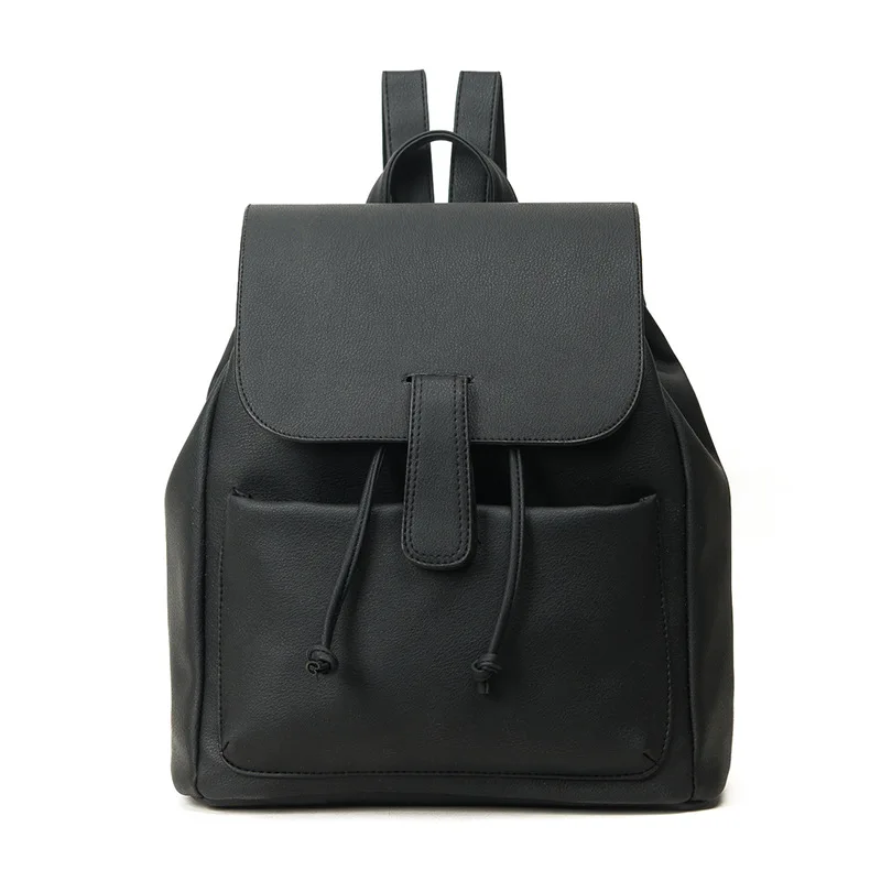 Женский рюкзак в стиле ретро, модная сумка из искусственной кожи для девочек-подростков, школьные рюкзаки, черный рюкзак, коричневые однотонные сумки mochila XA109H - Цвет: black