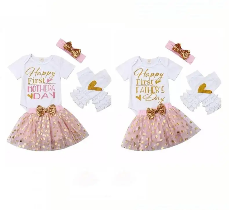 Эксклюзивная Одежда для девочек топ новорожденных с надписью Happy First Father's/Mother Day
