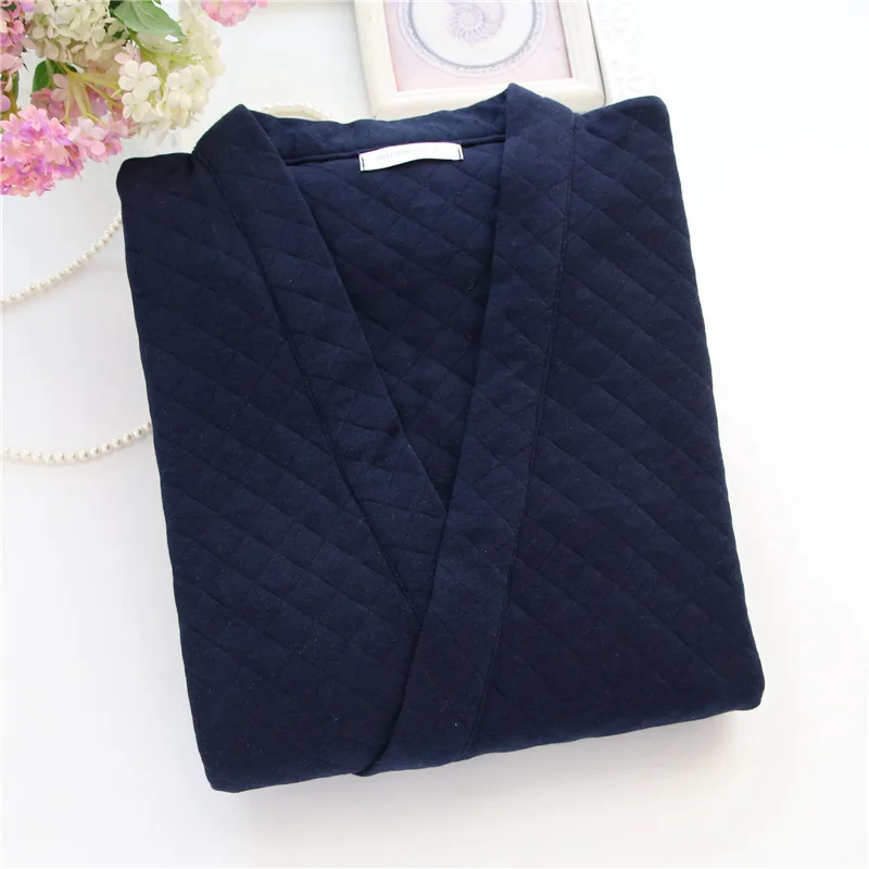 JH RBS Men BLUE Зимние теплые кимоно для влюбленных, халаты, пижамные комплекты для мужчин и женщин, японские, с длинным рукавом, утепленные, хлопок, парные халаты, комплекты платьев - Цвет: JH RBS Men BLUE