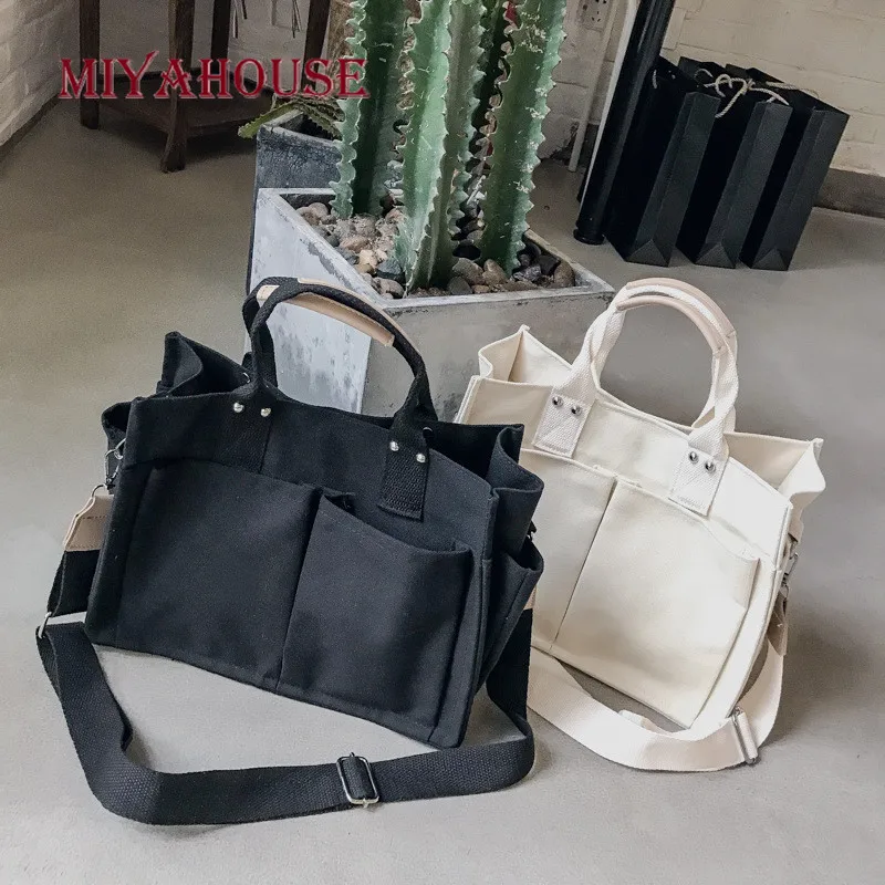 Miyahouse بلون قماش حقيبة يد للنساء 2019 الترفيه دائم حقيبة كتف بتصميم بسيط الإناث عالية قدرة Crossbody حقيبة سيدة