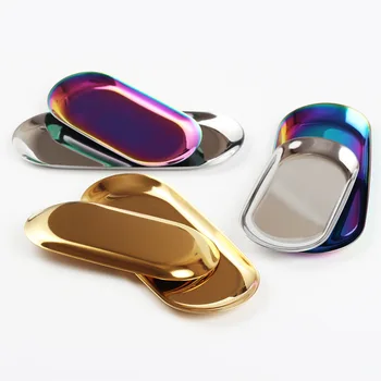 

LIYIMENG Office Organizer Desk Key And Change Caket Sundries Storage Dessert Plate Jewelry Trays Stainless steel Snack Trays