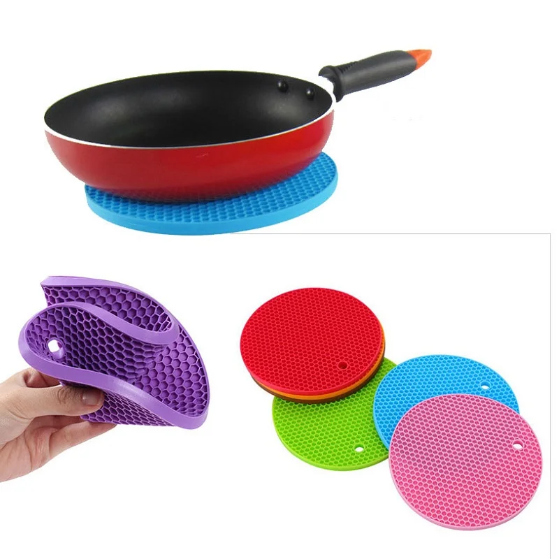 

Round Heat Resistant Silicone Mat Drink Cup Coasters Non-slip Pot Holder Table Placemat Kitchen Accessories