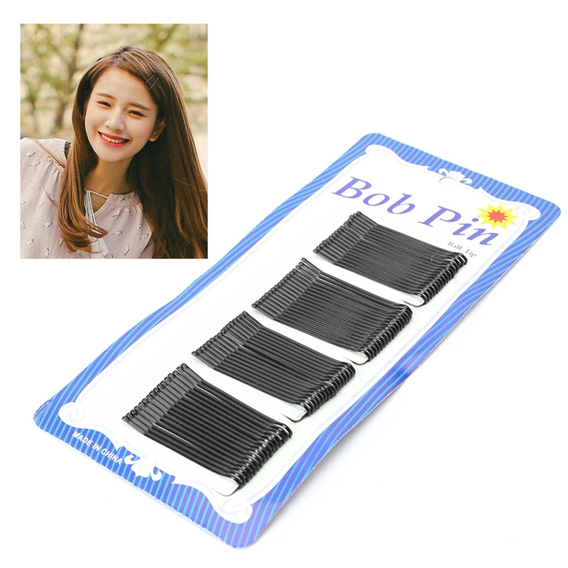 Women 60pcs Black Flat Top Waves Type Hair Clips Hairpins New