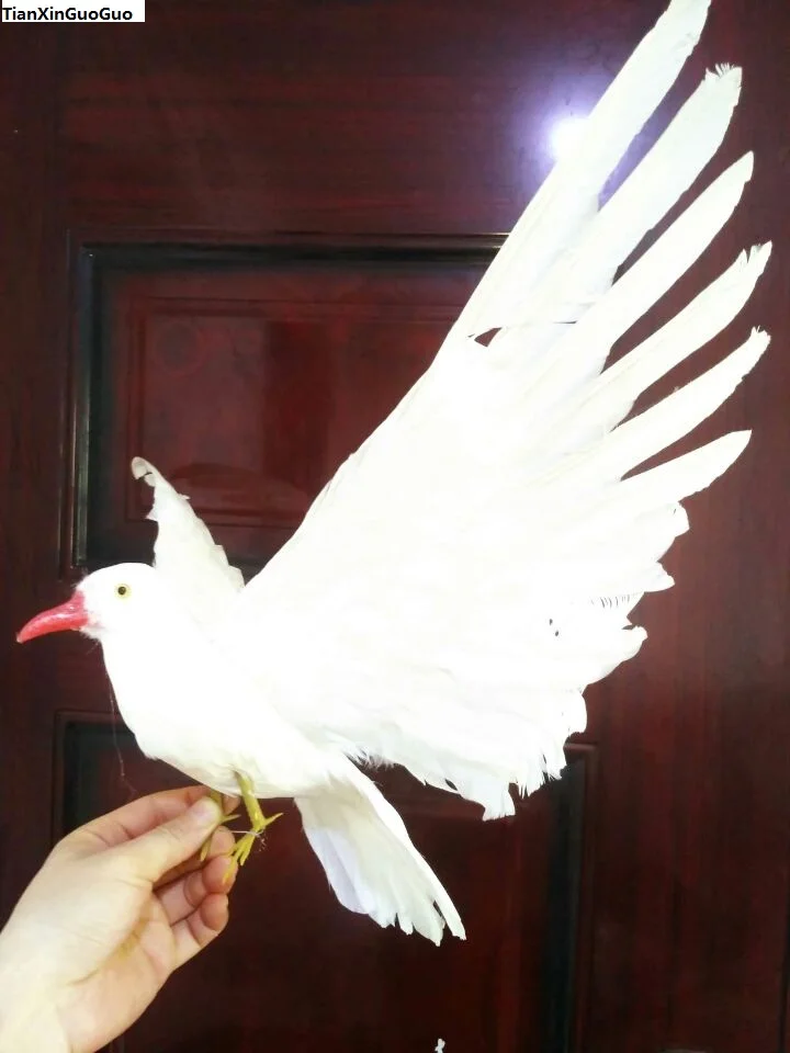 

large 30x45cm white feathers spreading wings peace bird simulation dove bird hard model,home garden decoration gift s1422
