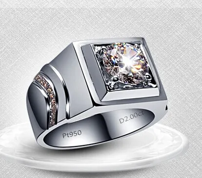 14K White Gold Man 2Ct D Color Moissanite Test Positive Men Anniversary Ring AU585 Gold Luxury Quality Jewelry Gift for Him 3