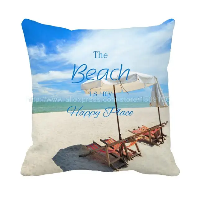 Beach Vacation Blue Sky Print Custom Accent Cushions For Sofa Chair Beach Vacation Blue Sky Print Custom Accent Cushions For Sofa Chair Car Home Decor Throw Pillow
