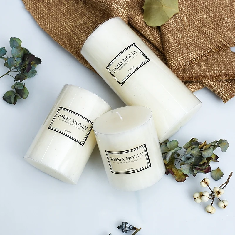 

New White Scented candles High-grade Romantic candle holder Aromatherapy Pillar candle Festival birthday wedding decoration