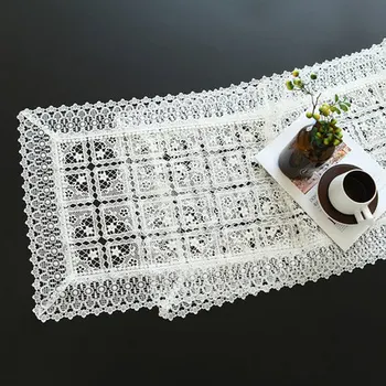 

Nordic embroidery hard hollow checkered table flag Lace table cloth coffee table napkins TV cabinet cover towel table flag