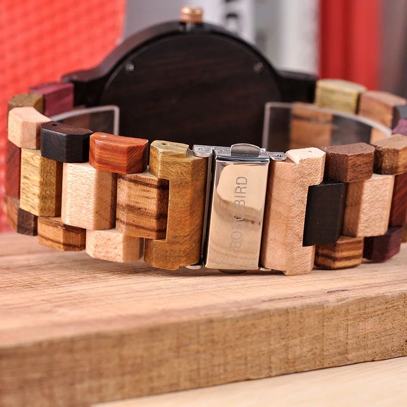 BOBO BIRD Relogio Masculino Wooden Watch Men Luxury Date Display Wood Quartz Watches Mens Great Gift erkek kol saati W-Q13