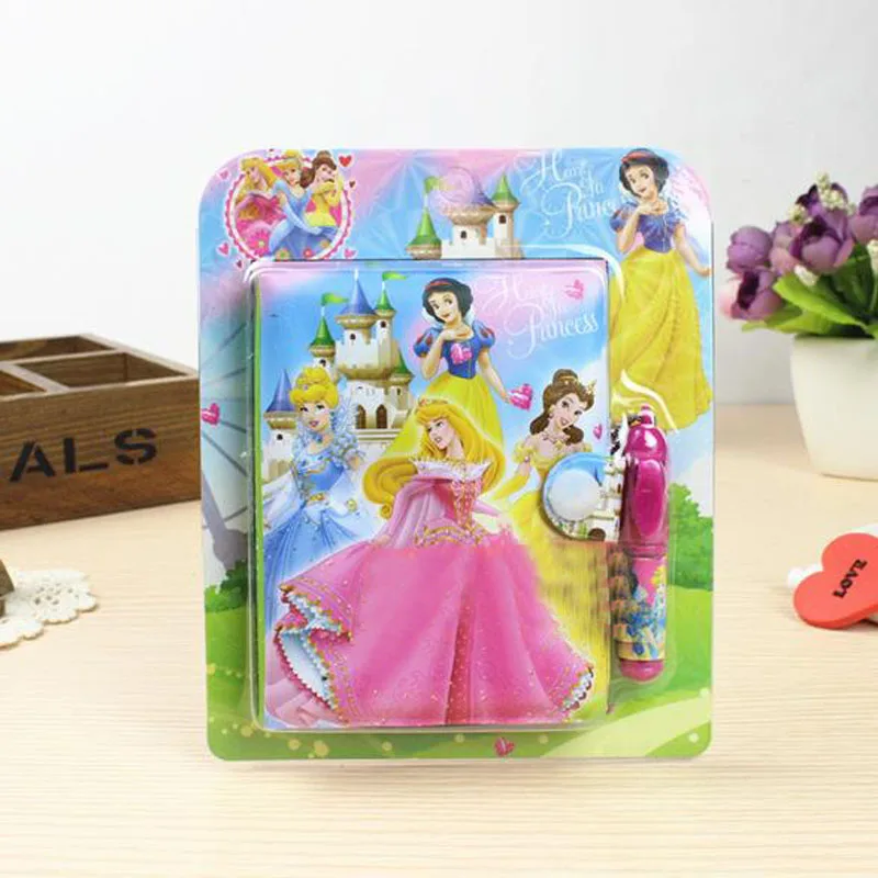 

1 Set 12*14.5cm Princess Notebook with Ballpoint Pen Notepad Button Diary Book Exercise Book Escolar Papelaria School Supply