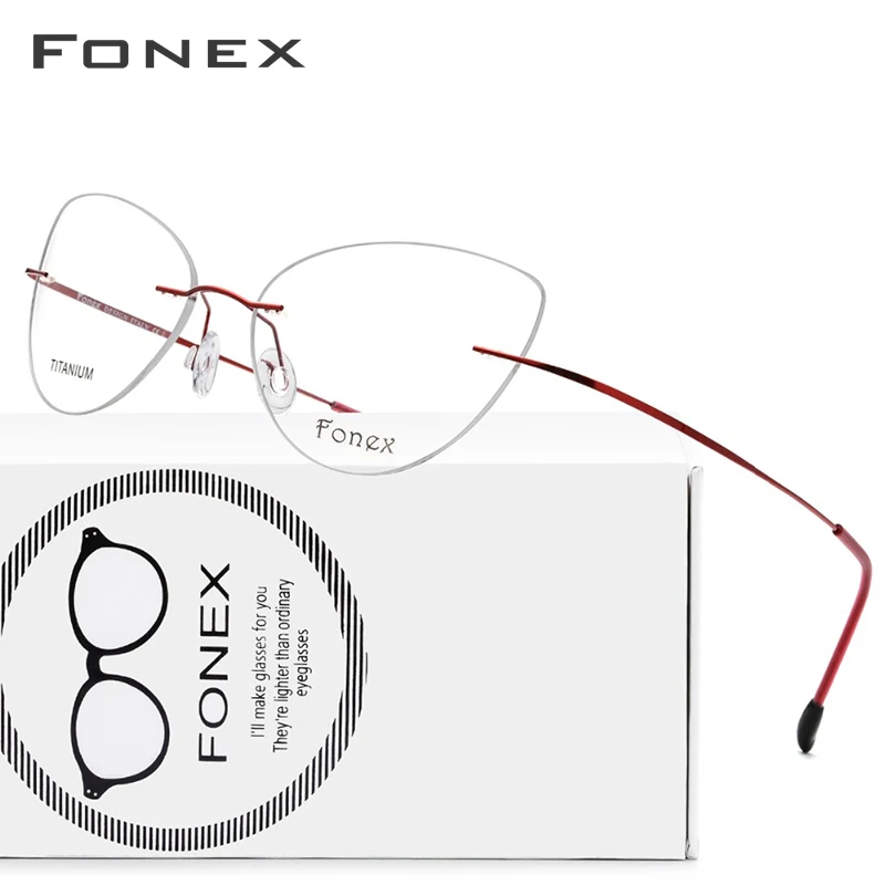 FONEX Женская оправа без оправы из титанового сплава ультралегкие очки по рецепту