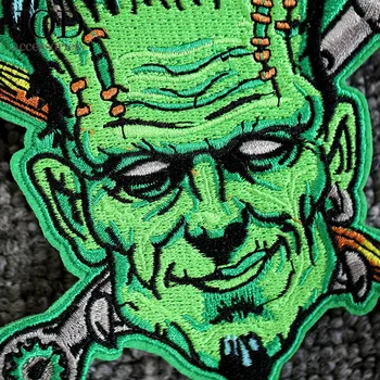 

JOD 1PCS 14*12cm Iron-on Skull Hulk Biker Patches for Clothes Badges Embroidery Applique Patch Clothing Stickers Decorations DIY