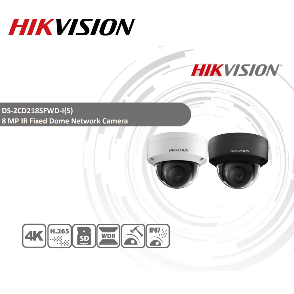  Hikvision Original IP Camera 8MP IR Fixed Dome DS-2CD2185FWD-I Network Camera POE H.265 Updatable C