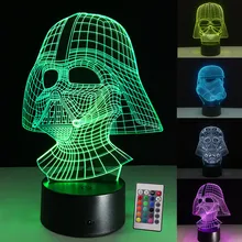 Звездные войны 3D Дарт Вейдер Темный воин Иллюзия 7 цветов Изменение визусветодио дный альный светодиодный свет светятся в темноте игрушки Рождественские мальчики подарки