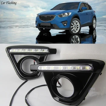 

Car Flashing 1 Set LED For Mazda CX5 CX-5 2012 2013 2014 2015 2016 DRL Daylight Daytime Running Light With Fog Lamp Cover DRL