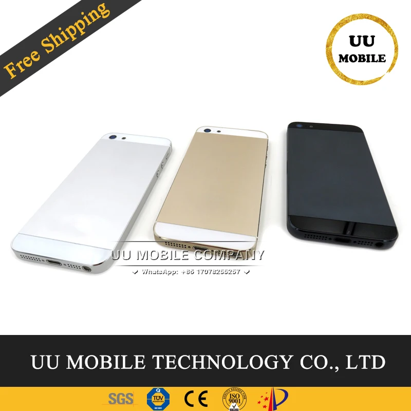 

100% Tested Back Cover Middle Frame for iphone 5G Housing Chassis with Flex Cable Assembly Rear Door with Card Tray+Buttons+Tool