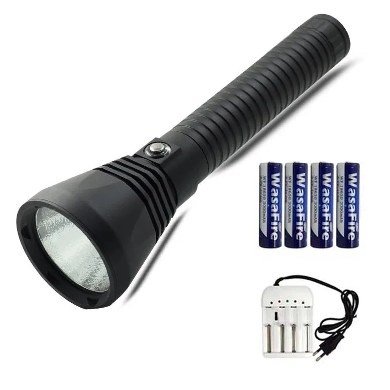 

Professional Waterproof Dive Flash Light XHP70 LED Diving Flashlight Tactical Torch With 4 * 18650 Battery + Charger For Camping