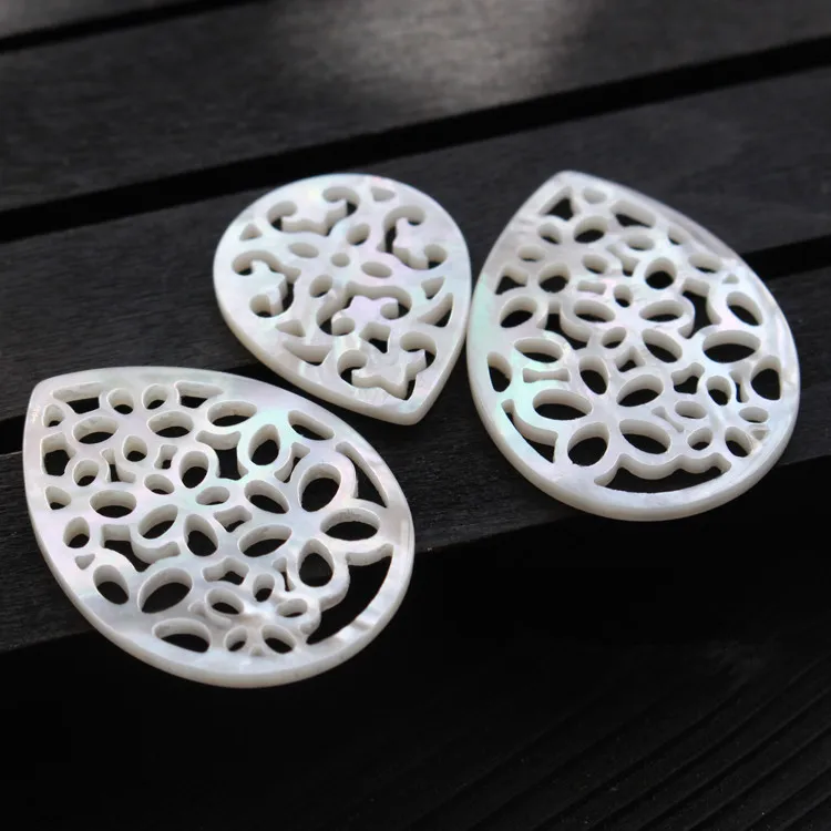 

10pcs/lot Hollow Pear pearl MOP Beads Natura Drop Mother of Pearl Shell Beads for DIY Jewelry