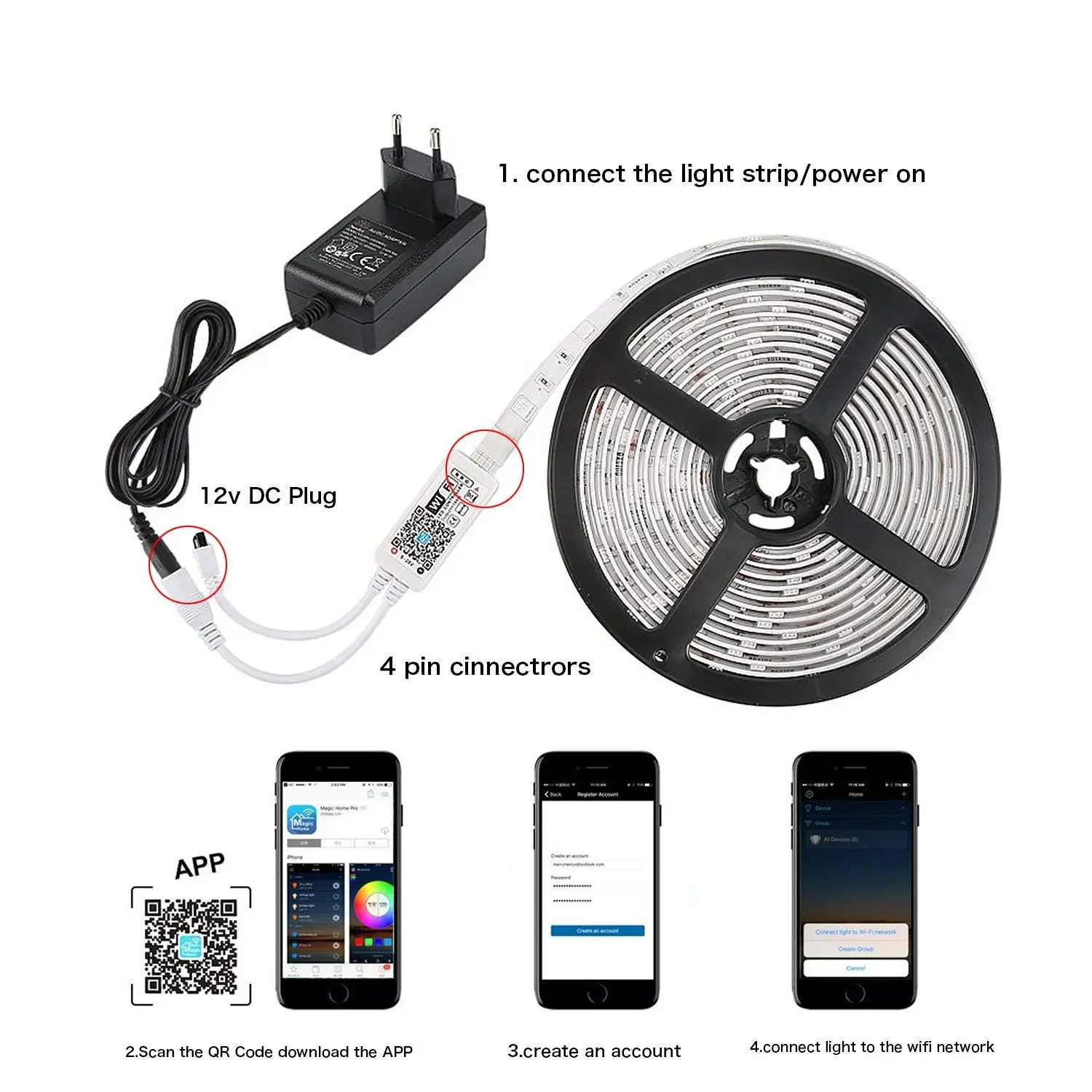 Wi Fi контроллер RGB для Светодиодные полосы работы со смартфоном Alexa беспроводной светодио дный дистанционное управление 16 миллионов цвет