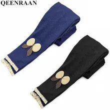 Модная одежда; леггинсы для девочек; бархатные штаны с бантом; детские леггинсы для маленьких девочек; кружевные брюки; имитация джинсовой ткани; теплые штаны