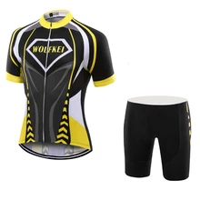 WOLFKEI летний короткий рукав Велоспорт трикотажный свитер и шорты набор горный велосипед быстросохнущая дышащая ropa ciclismo велосипедная одежда