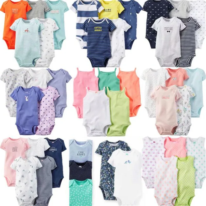 

Summer Baby Boy Clothes Cotton Short-Sleeved Mixed Color Haze Triangle Short Climb 5 Five-Piece Suit Baby Leotard Bodysuit Kids