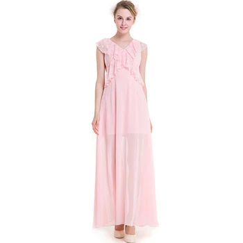 

2019 Quality Chiffon Lace Long A Line Dress 3XL Big Size Gowns Ladies' Dresses Sweet Cute Light Green Dress Female Formal Gowns
