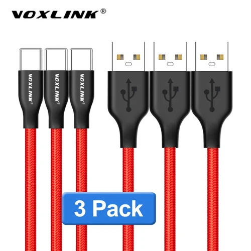 VOXLINK usb type C USB 2,4 кабель USB C type-C кабель для синхронизации и зарядки для samsung huawei P20/OnePlus 2/ZUK Z1/LG G5/Xiaomi 8SE/HTC10 - Цвет: Red 3pcs cable