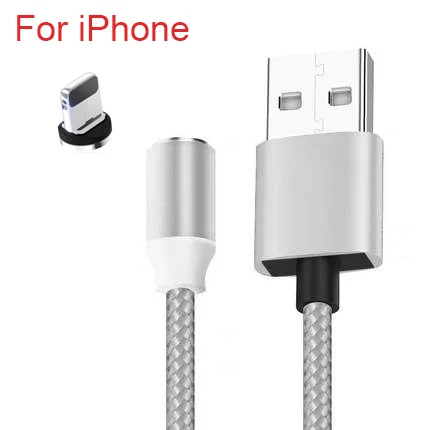 Sarika 1 м 2 м 360 Магнитный зарядный кабель для iPhone 6 6s 7 8 Plus Быстрая зарядка Micro USB кабель usb type C Магнитный зарядный кабель - Цвет: Silver For iPhone