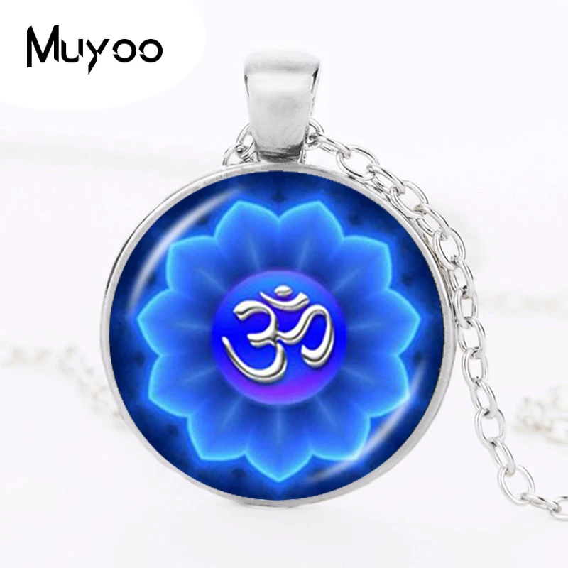 New yoga flower of life Cabochon Glass Necklace charm fashion Black pendants