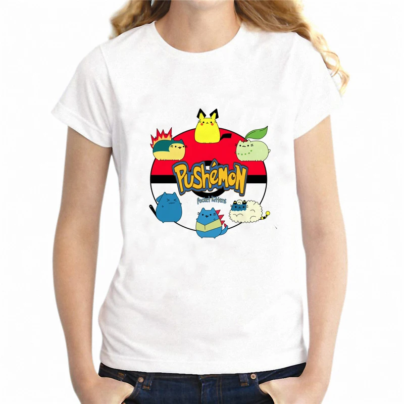

New Hot Sales Pokemon Go T shirt women tops Pushemon Gen Pokemons Printed Cartoon Novelty Funny tops women tshirt
