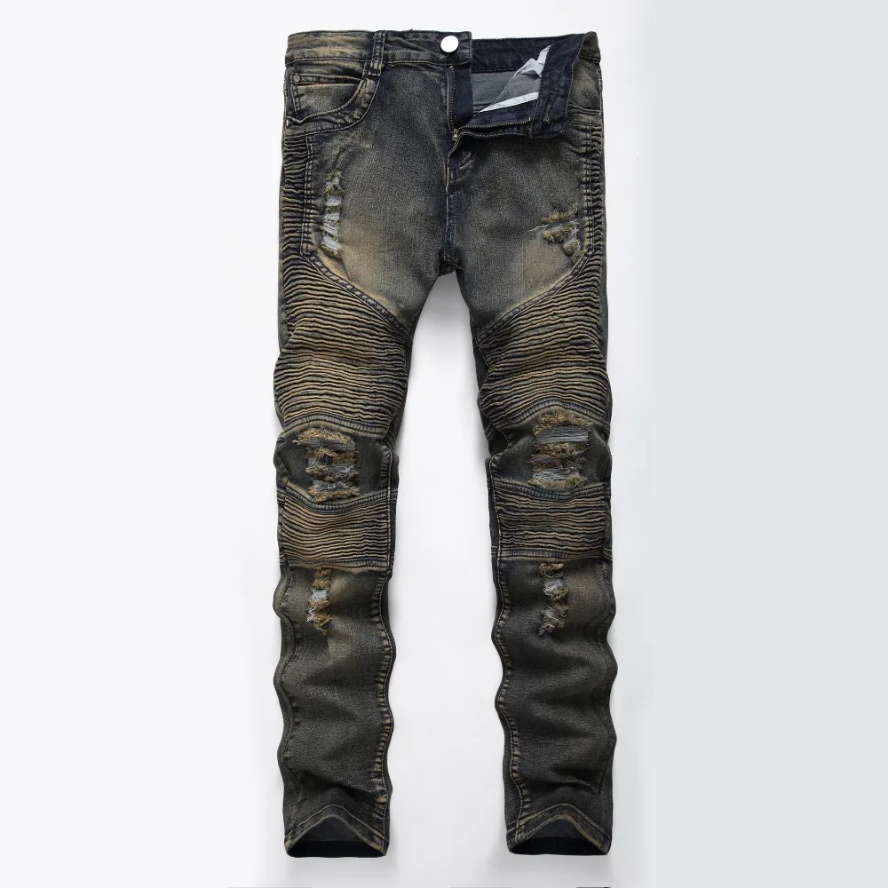 Для мужчин s Рваные Джинсы Брюки для Для мужчин прямой крой джинсовые штаны плюс Размеры просторные джинсы полной длины