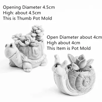 

Mini Turtle Snail Craft Thumb Flowerpot Silicone Mold Pure Handmade Craft Cement Pot Mould Concrete Planter Cactus Molds