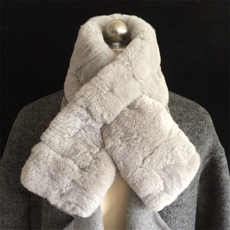 

Women real fur Handmade Stretch fur scarf Knit Genuine Rex Rabbit Fur Headbands Girls Natural Fur Scarves Winter rex029