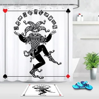 

Clown Magician's Poker Show Shower Curtain Extra Long White Waterproof Eco-Friendly Bathroom Polyester Fabric For Bathtub Decor