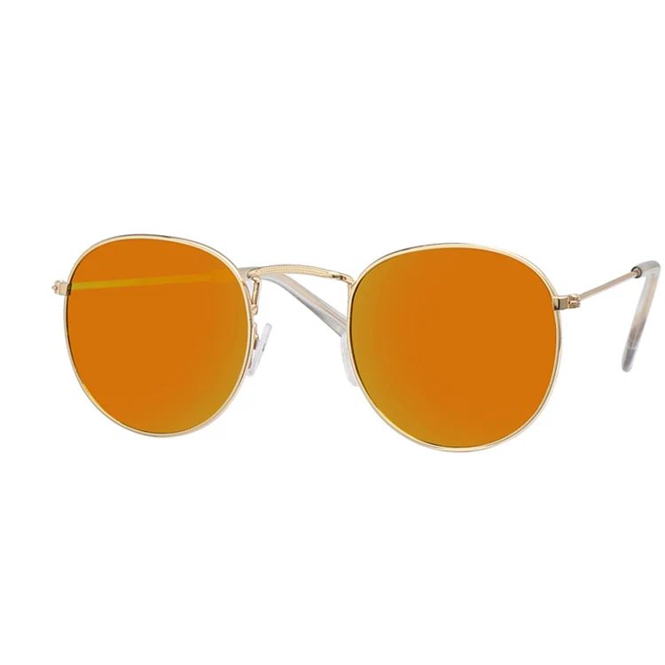 Новые Классические круглые солнцезащитные очки для женщин, маленькие винтажные Ретро солнцезащитные очки для женщин, для вождения, металлические солнцезащитные очки для женщин s - Цвет линз: Gold Red