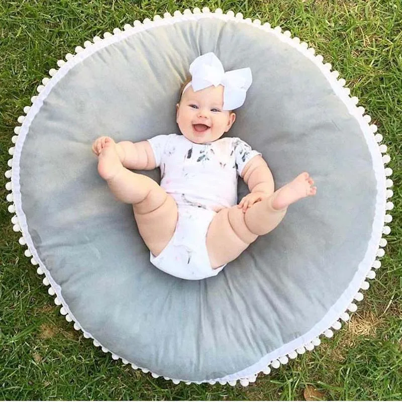 

Newborn Baby Down Cotton Padded Hairball Thick carpet Girls Game Rugs Round Floor Carpet For Baby Gym Activity Room Decor