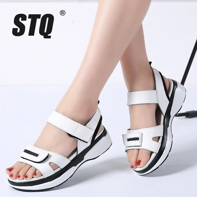 STQ blanco plana Sandalias bajas cuñas verano mujeres abierto Toe plataforma Sandalias Sandalias de gladiador 6122|ladies gladiator sandals|womens sandals whiteflat sandals - AliExpress