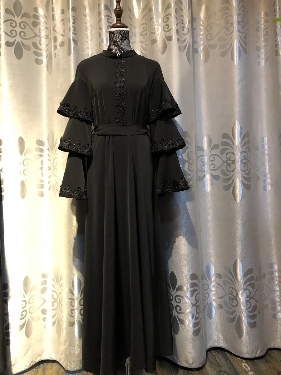 Muslim princess sleeve Islamic black dress for womanin Islamic