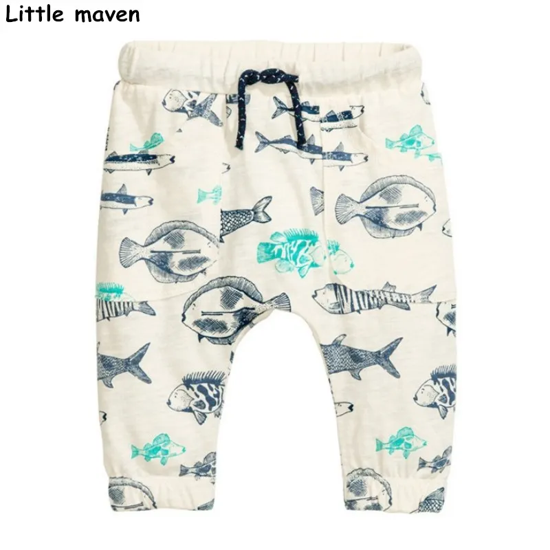 Little maven/ г. Осенняя одежда для маленьких мальчиков; хлопковые брюки на завязках; детские брюки с принтом рыбы ручной работы; штаны; 10154