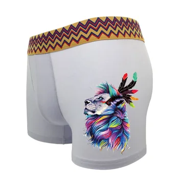 

Charming Painted Lion Cotton Boxer Underwear Men Sexy Breathable Male Modis Underpants Bielizna Calzoncillo Hombre Boxer Plus