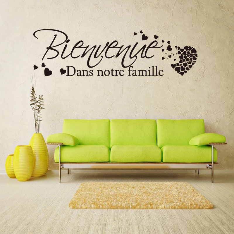 Pegatina Cita Francesa Bienvenida A Nuestra Familia Vinilo