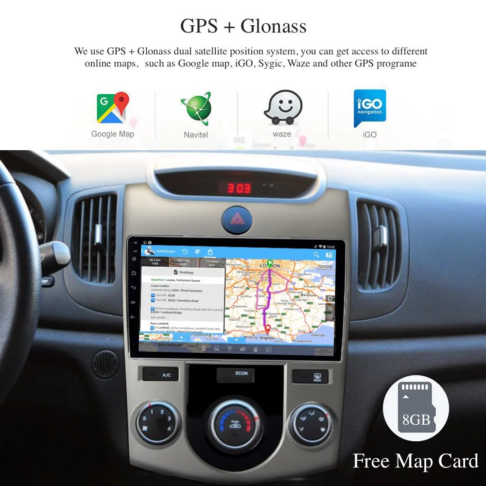 Автомобильный Android GPS Navi для KIA Cerato Naza Forte 2009 2012 Авторадио Навигация головное